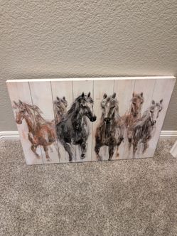 Galloping Horses wooden Picture Frame