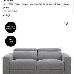 FREE Macy’s 3pc Fabric Power Headrest With 2 Power Motion Chairs & Chaise Used 
