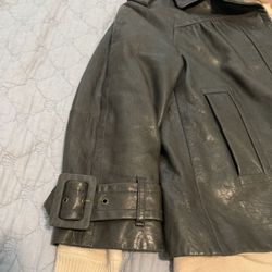 Genuine Leather Jacket In Muted Olive Size S