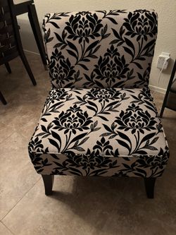 2- Accent Chairs Black & Cream Print
