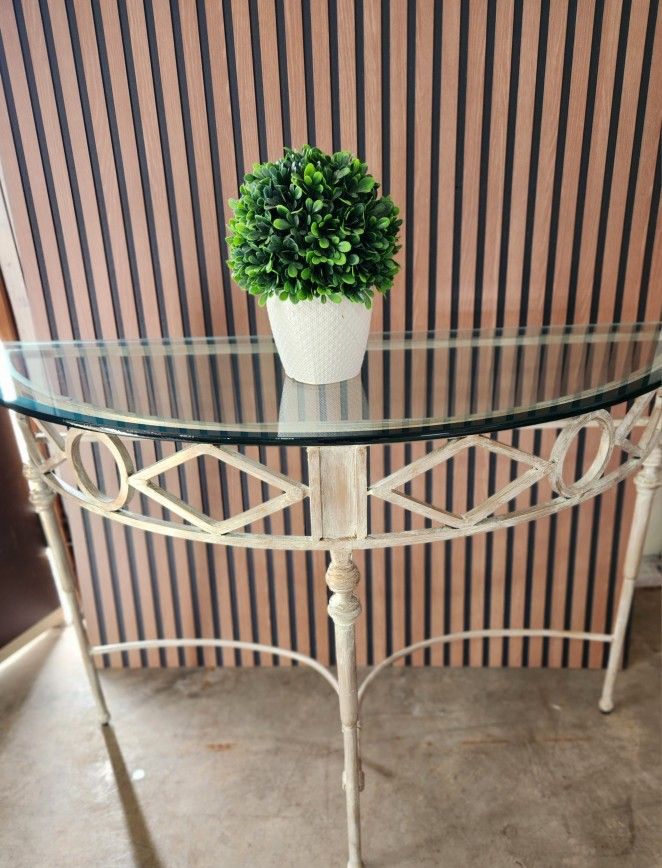 LIKE NEW - Half Circle Glass Top Console Table / Entry Table