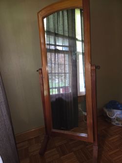 Wood frame floor mirror