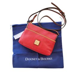 NWT Dooney & Bourke Ginger Pouchette Pebbled Grain Leather Red Crossbody Bag