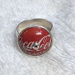 Sterling Silver Coca-Cola Ring Size 6