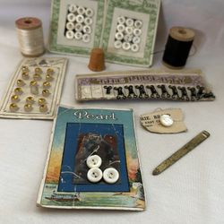 Antique Sewing Items-Buttons & Thread. Art Deco. Art Nouveau