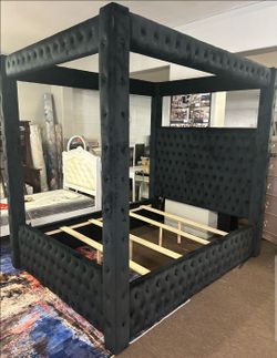 Black queen canopy bed frame