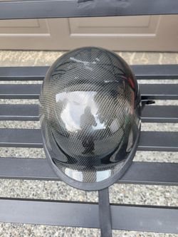 Daytona Skull Cap Half Shell Beanie Helmet in a glossy carbon fiber