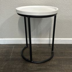 White and black side table