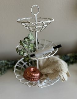 3 Tiered Metal White Stand Home Decor 