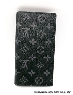 LOUIS VUITTON Monogram Eclipse Brazza Wallet Black M61697 Purse Authentic Pre-owned, Mint condition, Microchip.  Wallet only. No box, No bag. Actual i