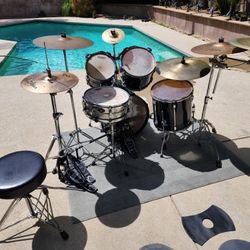Drum Kit Bundle - Tama Rockstar + Cymbals + Iron Cobra Double Pedal + Cases