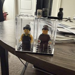 Custom Lego Pieces Starbucks Monster Energy Drink iPhone Samsung Salmon Sushi Spicy Tuna Roll 2 Lego Mini figures, 2 Display Cases