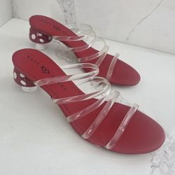 Katy Perry The Cremini Slip-on Round Toe Strappy Mushroom Heel Dress Sandals Womens SIZE 9.5 M 