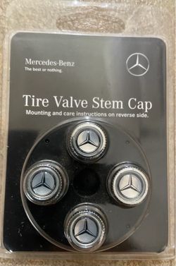 Genuine Mercedes-Benz Tire Valve Stem Caps Set of 4 Chrome OEM BQ(contact info removed) NEW