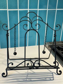Metal cookbook stand with weights