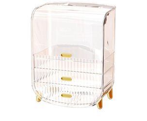 Large Clear Makeup Organizer Cosmetic Organizer, Acrylic Makeup Storage Organizers Box, Dustproof, Waterproof, 2 Drawers (Blue)
