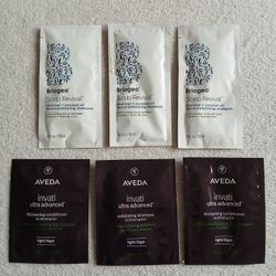 6 Pieces Aveda Ultra Advanced Shapoo And Conditioner + Briogeo Scalp Revival Shampoo