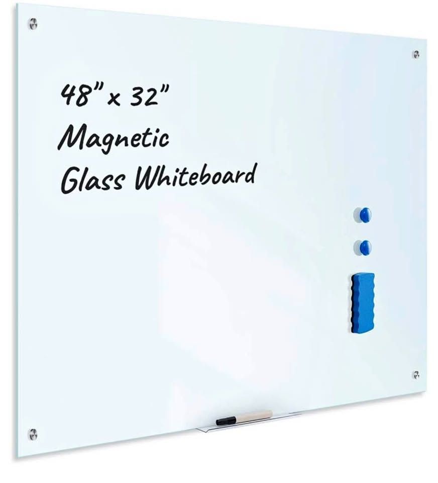 TIANSE Glass Whiteboard Magnetic Dry Erase White Board 48" x 32"