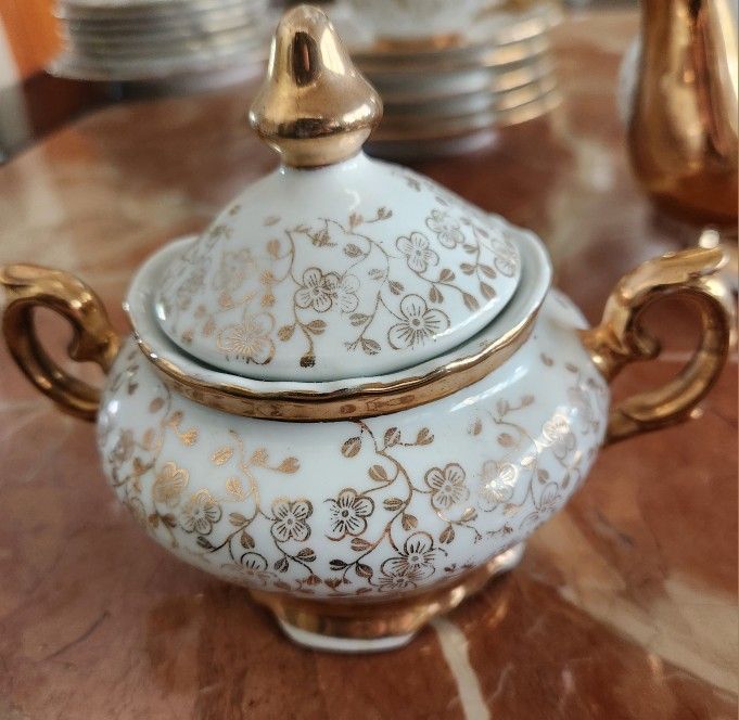 Antique Bavarian Garets Valdsassen Tea Set With German Gold #C 3/216