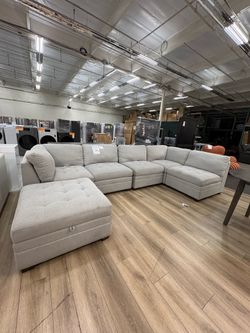 Costco thomasville tisdale 6pc modular sectional with storage ottoman in light gray