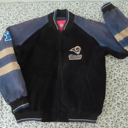 St. Louis Rams Suede Leather NFL Bomber Jacket Embroidered Men's Size M