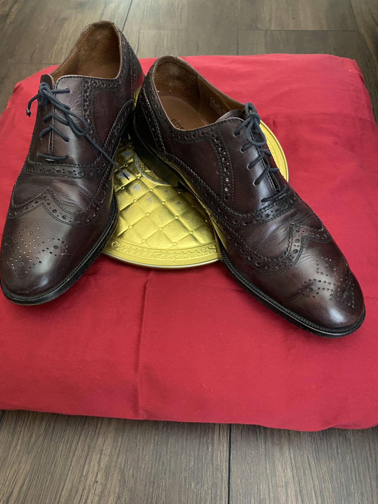 BOSTONIAN Vero Cuoio Menโs Wingtip Oxford Lace Up Dress Shoes Burgundy Size 9M Made in Italy ๐ฎ๐น