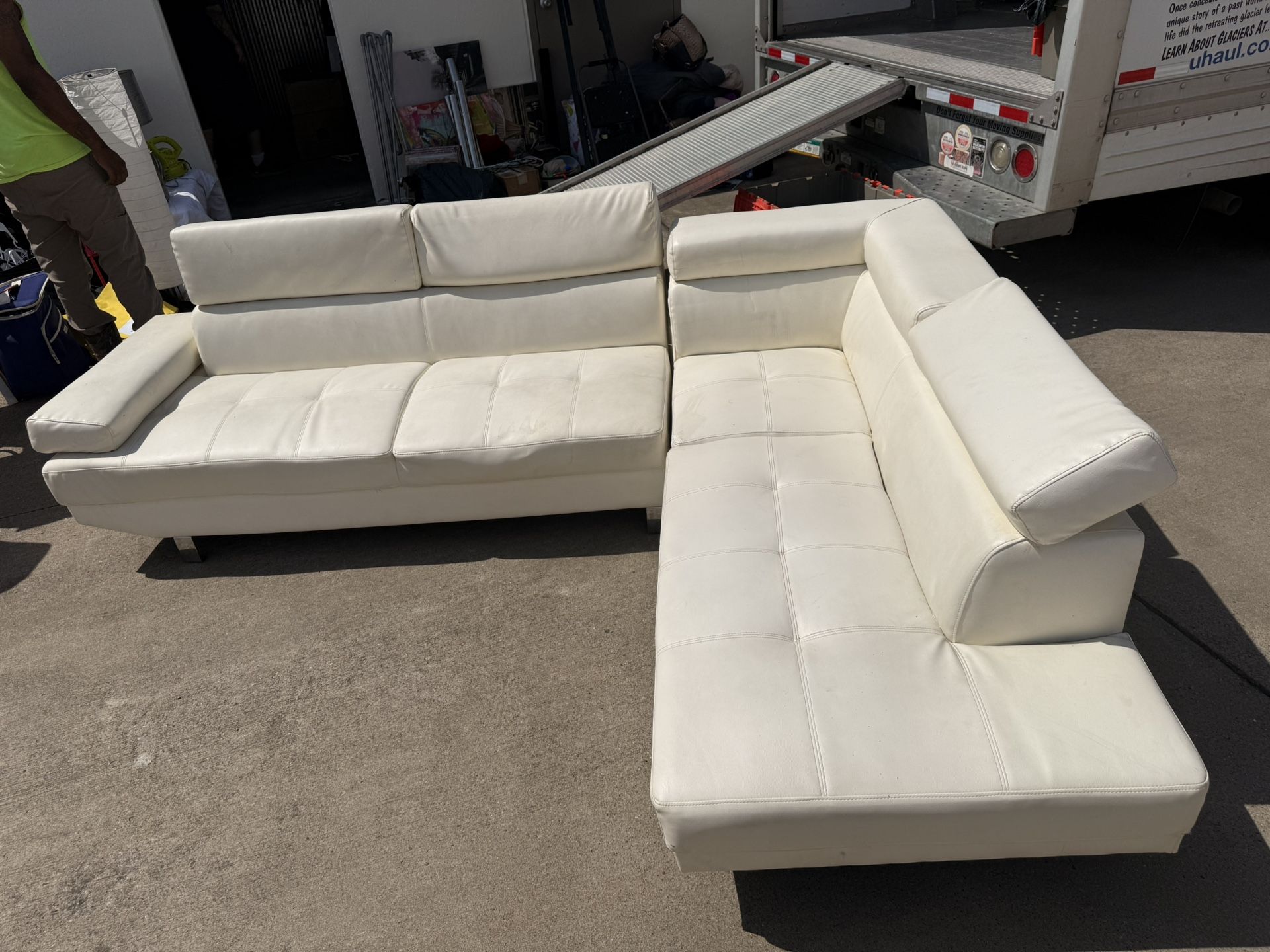 White Modern Leather Sectional