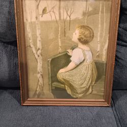 Art Print Spring Song Blind Girl Simon Glucklich framed 14.5x17.5