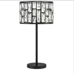 Hampton Bay Kristella 24 in. Black Table Lamp with Chrystal Shade