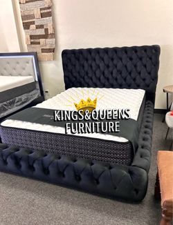 New Queen bed frame with mattress