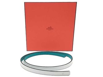 Hermes White & Blue Palladium Constance Reversible Strap Multi-color Belt Mk0126rzxmia