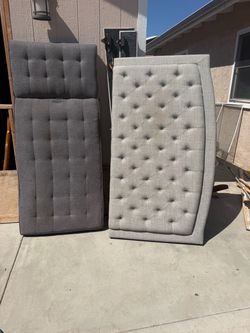 Two Gray Upholstered Tufted Headboards