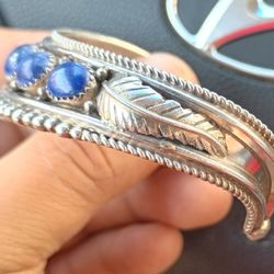 Navajo Native American Signed CH 825 Sterling Silver Cuff Bracelet 