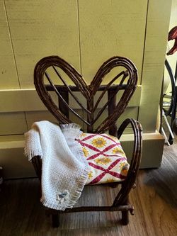 Rustic Twig Rocking Chair with Heart Back