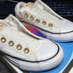 Converse 660874F Juniors Slip On Sneakers White/Gold  US 11
