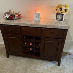 Buffet / Sideboard Cabinet – Marble Top – Wine Storage