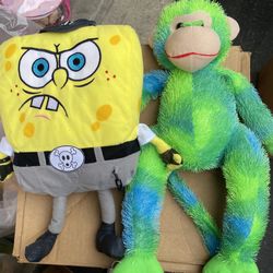 Large Sponge Bob & Monkey both for $8