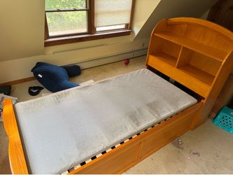 Twin Captain’s Storage Bed – Bookcase Headboard + 6 Built-In Drawers