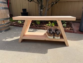 Handmade Wood Entryway Bench with Shoe Shelf