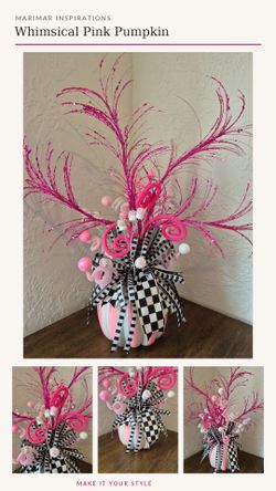 Whimsical Pink Decorative Pumpkin Centerpiece