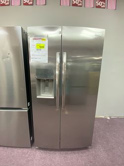 Frigidaire Gallery 22.3-cu ft Counter-Depth 36-in Wide Side-by-Side Refrigerator wit Ice Maker ,Water and Ice Dispenser (Fingerprint Resistant Stainle