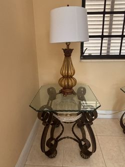 FREE - Glass End Tables (2) and Lamps (2)