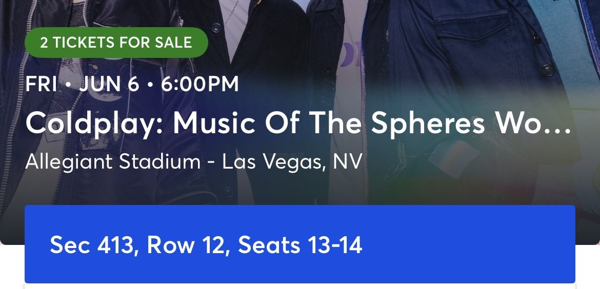 Coldplay Tickets - Vegas