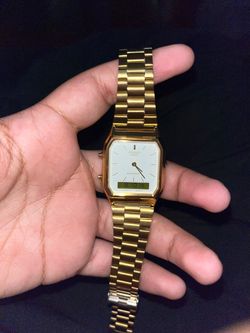 Casio Quartz Ana-Digi Gold-Tone Watch