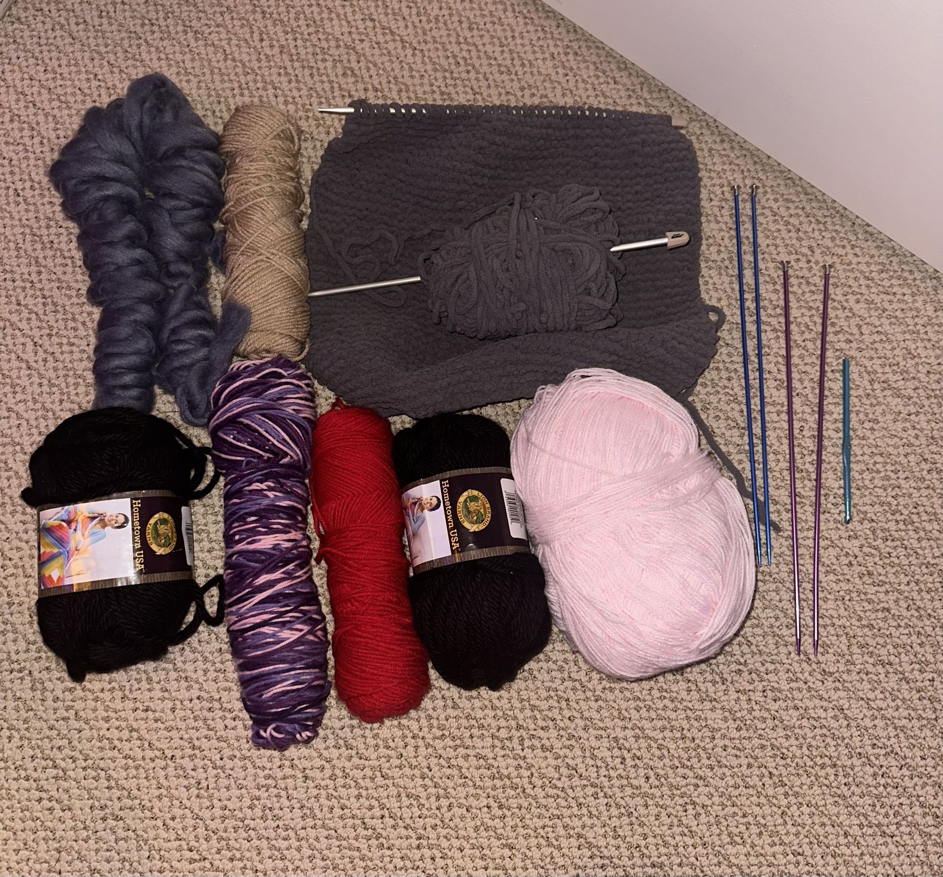 Knitting Materials!! Yarn, Knitting Needles, & Crochet Hook