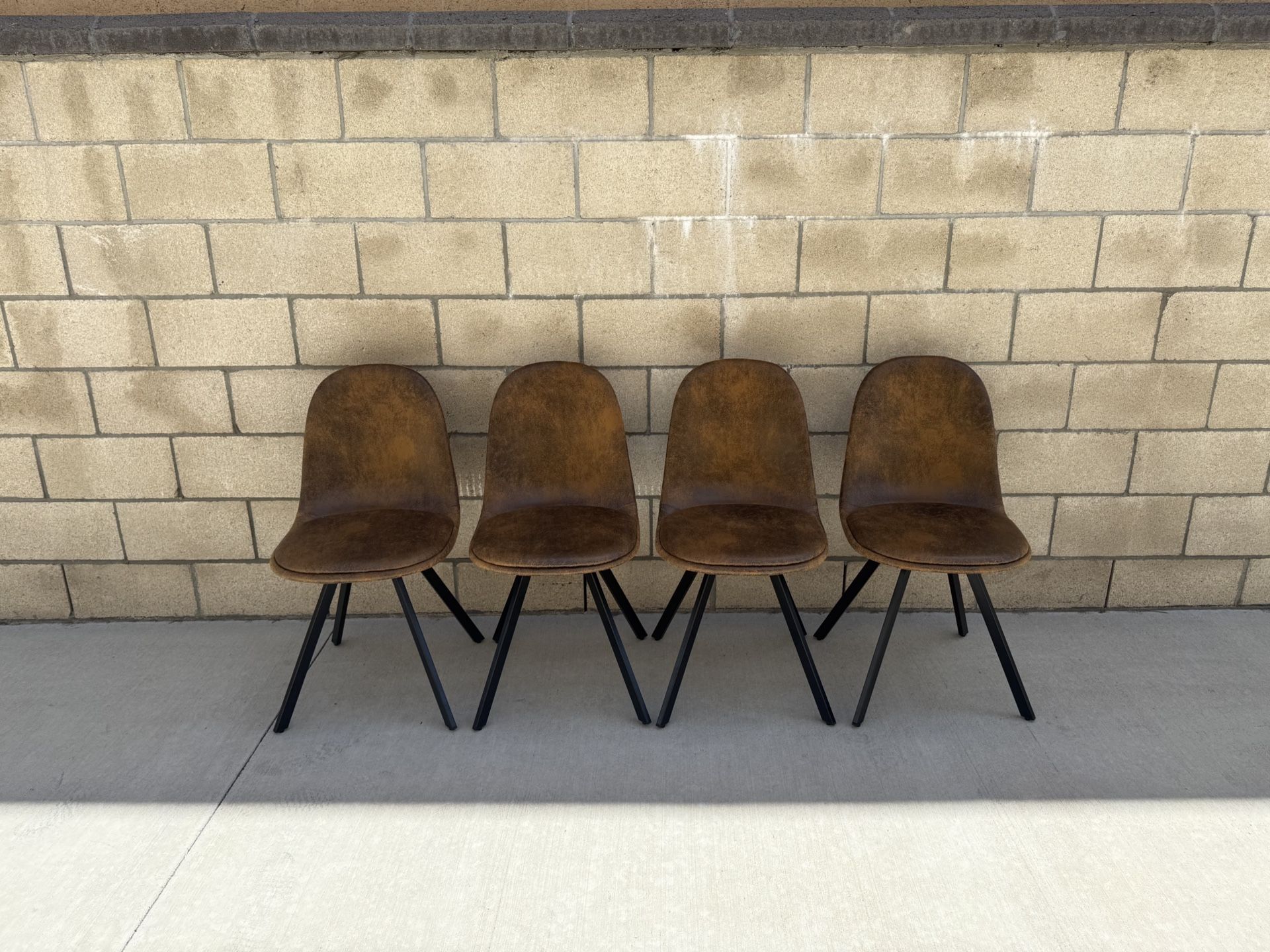 NEW Brown Dining Chairs (Set of 4), Swivel Fabric Suede Accent Side Chair Armelss Mid Back w/Rotated Seat Cushion & Metal Legs