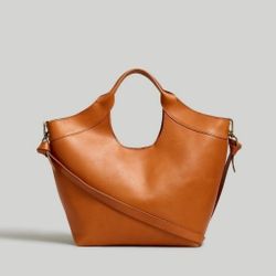 Madewell The Sydney Cutout Tote in Leather Brown