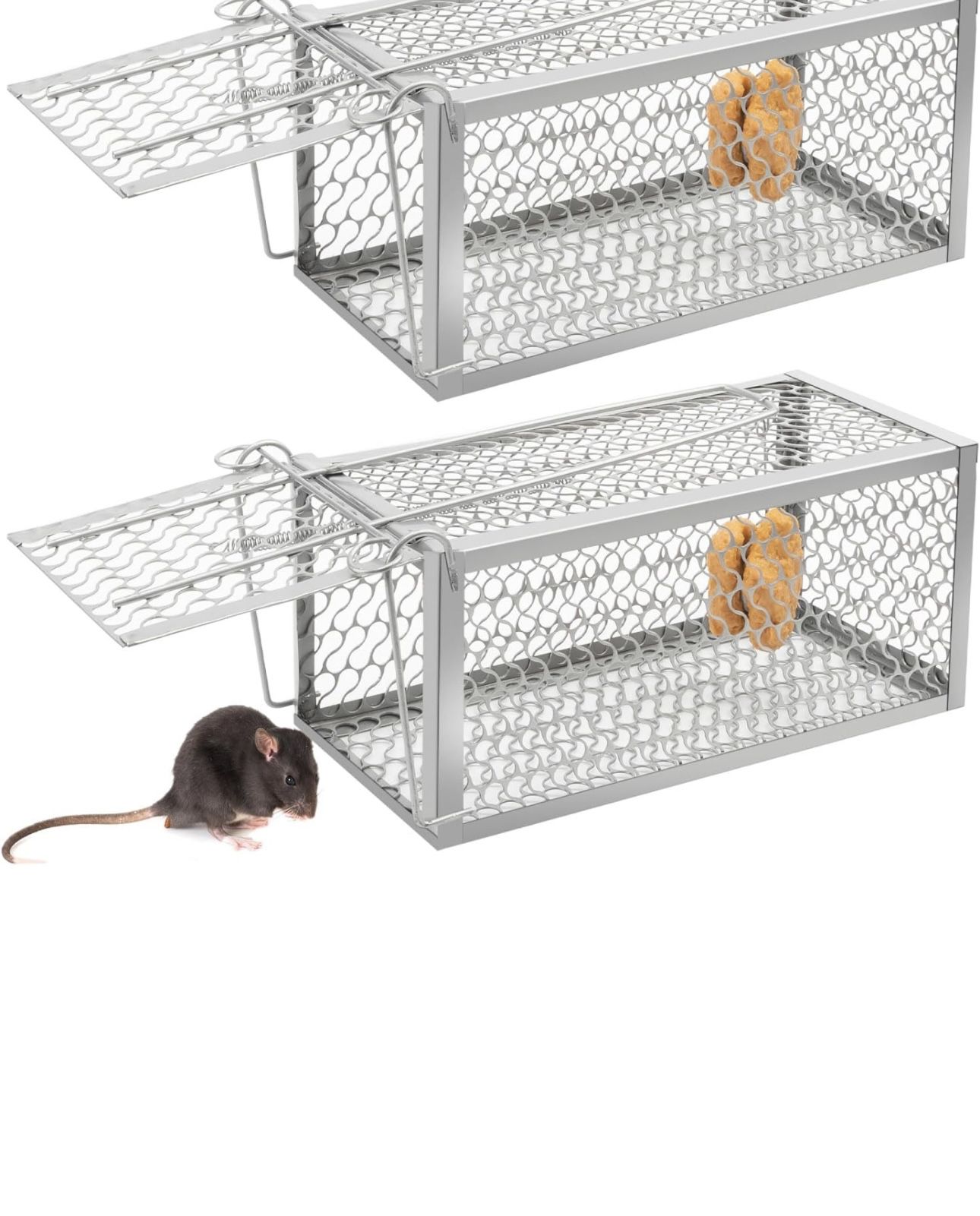 Humane Rat Trap Chipmunk Rodent Trap Mouse Trap Squirrel Trap Small Live Animal Trap Mouse Voles Hamsters Live Cage Rat Mouse Cage Trap for Mice Easy 