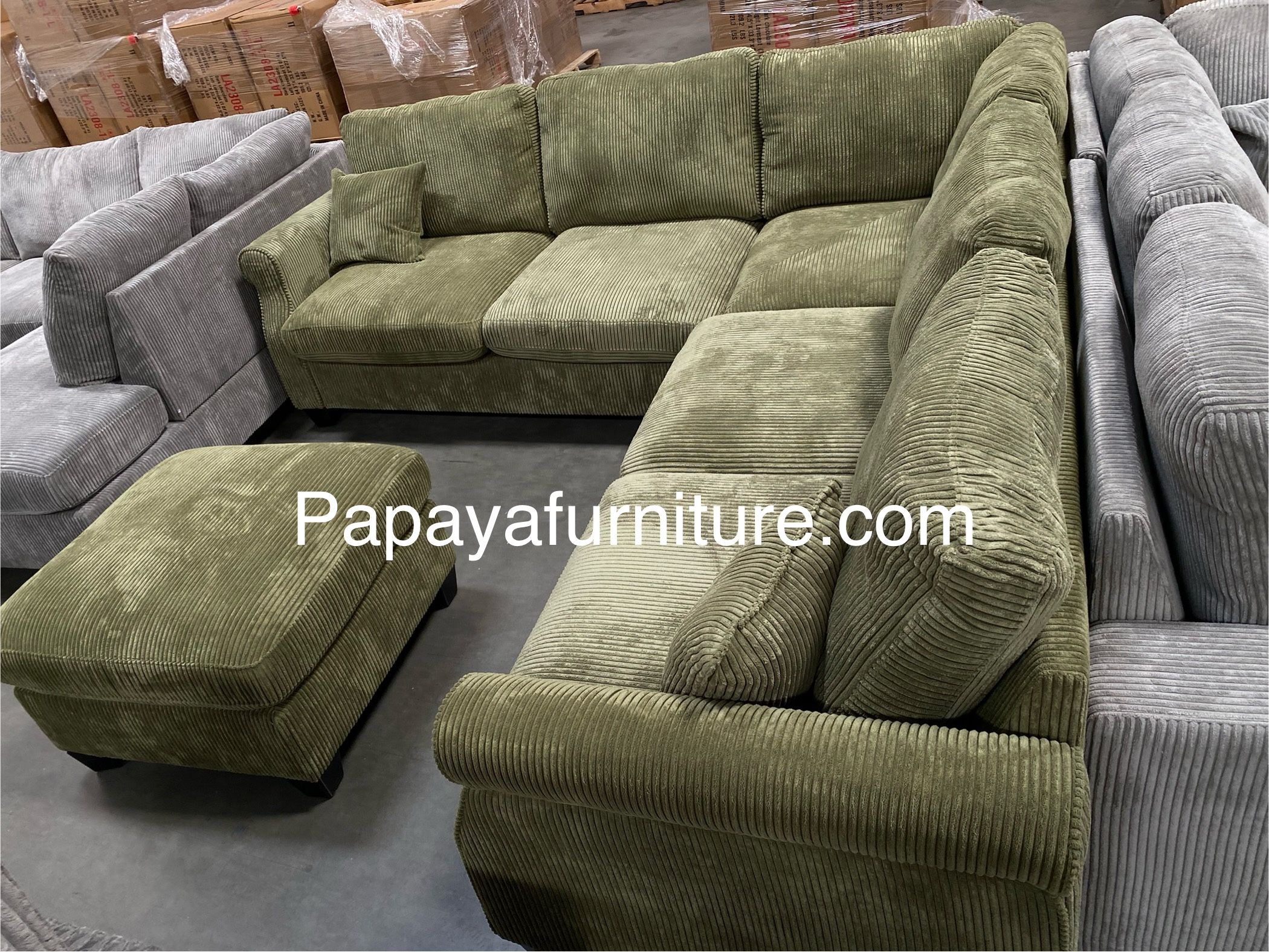 New! Sage Green Sectional And Ottoman, Sectional Sofa, Couch, Sectionals, Sofa, Sectional Couch, Green Couch, Green Sofa, Army Green Sectional Ottoman