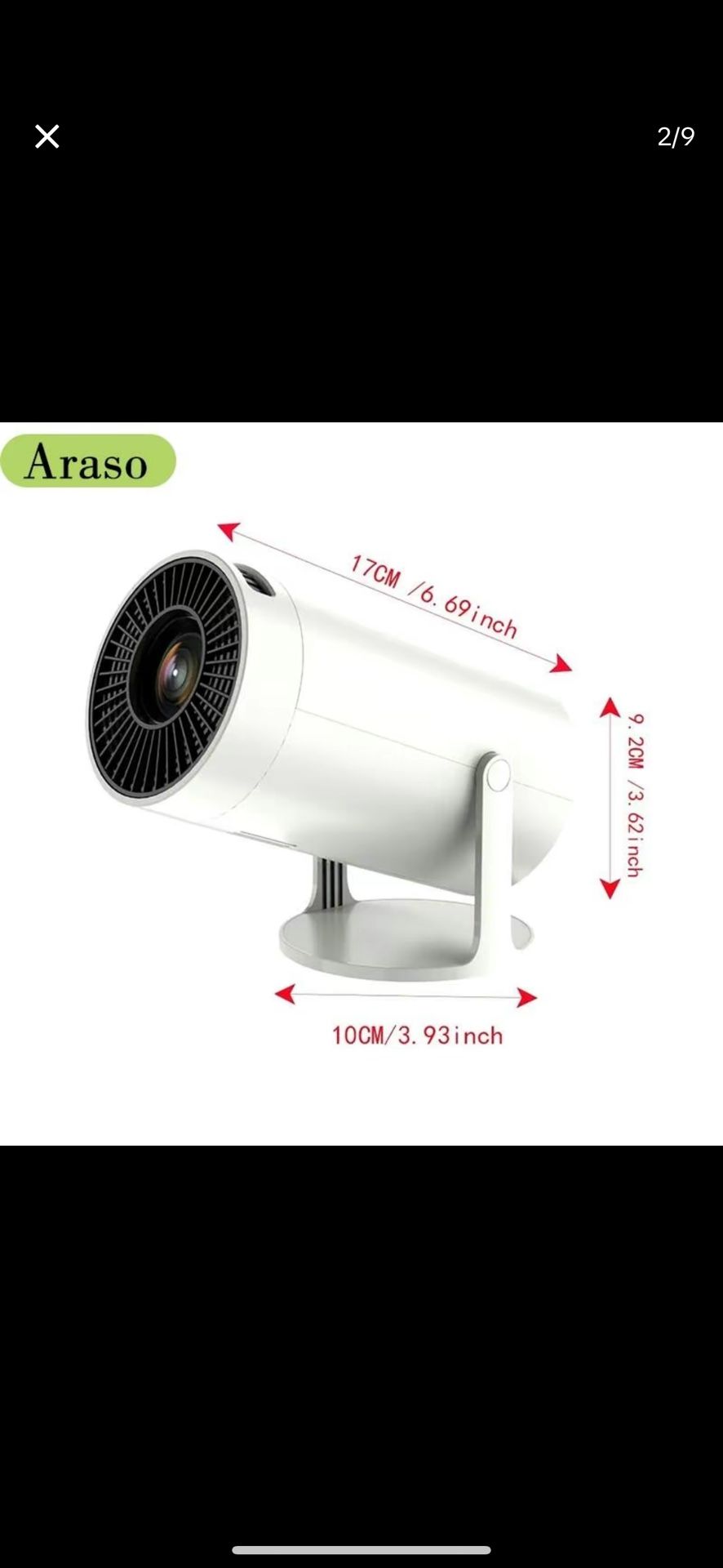Araso HY300 Portable Mini Projector, 4K/ 200 ANSI 4K Ultra HD Smart Projector, Home Outdoor Video Projector with 2.4/5G WiFi & BT 5.0, Automatic Ladde